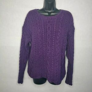 J Crew Women's Medium Purple Cable Knit Sweater